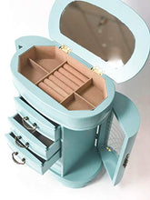 Load image into Gallery viewer, Hives & Honey Daphne Oval Glass Turquoise Jewelry Chest Jewelry Organizer Box Case Mirrored Storage