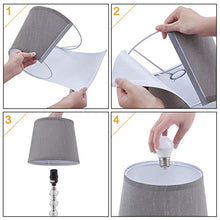 Load image into Gallery viewer, 3 Way Dimmable Touch Control Crystal Table Lamp with 2 USB Charging Ports, Acaxin Bedside Light with Mordern Gray Fabric Shade, Bed Lamp for Bedroom, Living Room, Guest Room Set of 2 (Bulb Included)