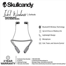 Load image into Gallery viewer, Skullcandy S2IKW-K610 Ink'd Bluetooth Wireless Earbuds with Microphone, Noise Isolating Supreme Sound, 8-Hour Rechargeable Battery, Lightweight with Flexible Collar, Street/Gray/Chrome