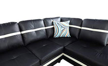 Load image into Gallery viewer, Ainehome Faux Leather 3 Piece Sectional Sofa Couch Set, L-Shaped Modern Sofa with Chaise Storage Ottoman and Pillows for Living Room Furniture, Right Hand Facing Sectional Sofa Set Black & White