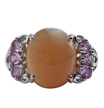 Load image into Gallery viewer, Carillon Peach Moonstone Natural Gemstone Oval Shape 925 Sterling Silver Ring For Women for Men | Size: 4 to 10