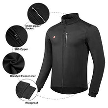 Load image into Gallery viewer, Przewalski Cycling Bike Jackets for Men Winter Thermal Running Jacket Windproof Breathable Reflective Softshell Windbreaker (X-Large,Black)