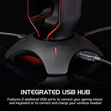 Load image into Gallery viewer, ENHANCE Gaming Headset Stand - LED Headphone Hanger with Mouse Bungee and 2 Port USB Hub - 7 RGB Colors + Color Changing Mode, Headset Hanger, Mouse Bungee 3-in-1 Gaming Desktop Accessory