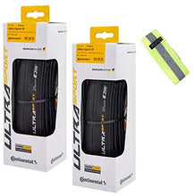 Load image into Gallery viewer, Bike A Mile Continental Ultra Sport III Road Bike Tires Folding Bike Tire Set of Bicycle Tires - with Reflective Armband (2 Black Tires III+ Reflector, 700 x 28mm)