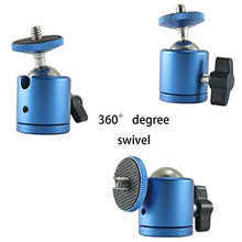 Load image into Gallery viewer, EXMAX 360 Degree Aluminum Alloy Body Rotating Swivel Mini Tripod Ball Head 1/4" Screw Thread Base Mount for Lighter DSLR Video Camera Camcorder Mini Projector LED Light Bracket Hiking HTC Vive (Blue)
