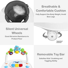 Load image into Gallery viewer, BABY JOY Baby Walker, 2 in 1 Foldable Activity Walk Behind Walker with Adjustable Height & Speed, Friction Control Functions, High Back Padded Seat, Music, Detachable Penguin Play Bar (Gray)