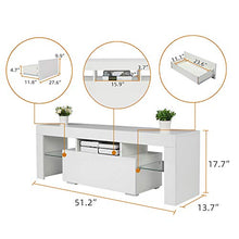 Load image into Gallery viewer, Bonnlo White TV Stand with LED Light Modern 51 Inch TV Stand TV Cabinet with Storage, Drawer and Shelves for Living Room Bedroom Furniture