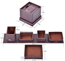 Load image into Gallery viewer, Leather Office Supplies, Desk Organizer Storage Boxes and Accessories, Desktop Storage for Business Cards/Stationery/Pens/Pencils/Mobile Phones(Brown)