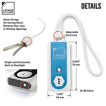 Load image into Gallery viewer, Lewis N Clark Travel Door Alarm + Window Guard Portable Home Security System Battery Operated for Hotel, Bedroom, Apartment & Dorm, with Built in LED Flashlight, Blue