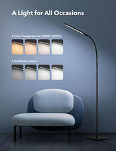 Load image into Gallery viewer, TaoTronics TT-DL072 LED Floor Lamp, Modern Standing Brightness Levels & 4 Colors Dimmable Adjustable Gooseneck Task Lighting for Living Bedroom Reading Piano Room, Black