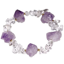 Load image into Gallery viewer, XHUUU Raw Amethyst Bracelet for Women Drusy-Quartz Crystals and Healing Stones Meditation Balance Elastic