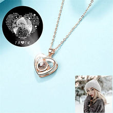 Load image into Gallery viewer, Custom Photo Projective Necklace, The Memory of Love Nanotechnology Necklace 925 Sterling Silver Girls' Pendants Necklace (Rose gold Black and white 14)