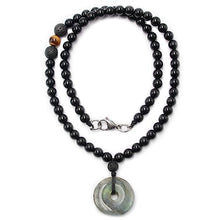 Load image into Gallery viewer, Healing Crystal Labradorite Beads Necklace, Genuine Tiger Eye Obsidian Lava Rock Labradorite Stone Pendant for Men Women, Protection Spiritual Amulet Necklace for Balance Meditation