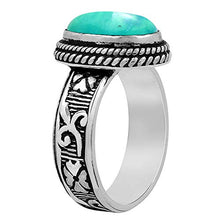 Load image into Gallery viewer, Turquoise Ring Size 8.5 925 Silver Overlay Vintage Style Handmade Solitaire Ring