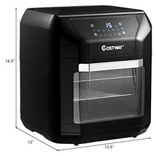 Load image into Gallery viewer, COSTWAY 10.6 QT Electric Air Fryer Toaster Oven, 7-in-1 Kitchen Pizza Air Oven with Rotisserie, Multifunctional Cooking Oven, Oil Less Cooker, with Intelligent Screen, Auto Shut-Off Function, w/ Dishwasher-Safe Accessories (Black)