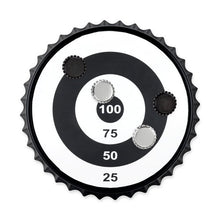 Load image into Gallery viewer, True Bullseye Magnetic Bottle Cap Target, Built-In Kickstand Tabletop Drinking Game for Adults, Tailgating, Black