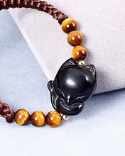 Load image into Gallery viewer, Jewever Fox Bracelet Obsidian with Tiger Eye Handmade Healing Energy Crystal Gifts for Women