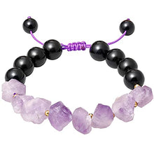 Load image into Gallery viewer, XHUUU Black Obsidian /Drusy Quartz Raw Amethyst Crystal Bracelet for Women Rope Adjustable Energy Healing Crystals Beads for Bracelets