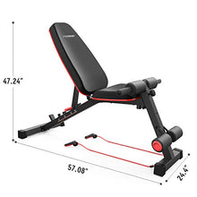 Load image into Gallery viewer, HARISON Weight Bench Adjustable Utility Exercise Workout Bench for Full Body Workout Home Gym Strength Training Multi-Purpose Folding Flat Incline Decline Bench 550 LBS (HR-608)