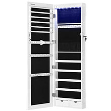 Load image into Gallery viewer, SONGMICS 47.2" H Full Screen Mirror Jewelry Cabinet Armoire, 6 LEDs Jewelry Organizer Wall Hanging/Door Mounted, Larger Capacity, for Women, Pure White UJJC99WT