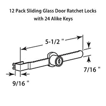 Load image into Gallery viewer, 12Pack Sliding Glass Door Ratchet Lock, Display Case Lock, Glass Case Lock, Glass Display Lock, Glass Showcase Window Key Lock, Lock for Display Case with 24 Keys (Keyed Alike)