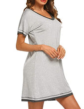 Load image into Gallery viewer, Ekouaer Nightgown Women's Cotton Nightshirts Short Sleeve Pajamas Shirts Sleepwear (Light Grey,L)