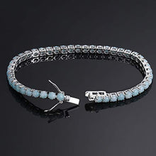 Load image into Gallery viewer, 18K White Gold Plated 5.0 Round Gemstone Tennis Bracelet, Fashion Jewelry Gift for Women and Girl -Opal and Larimar (Larimar stone)