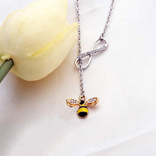 Load image into Gallery viewer, Crystal Bumblebee Pendant Necklace Infinity Love Charm Flying Honeybee Insect Jewelry Gifts (silver)