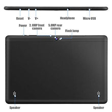 Load image into Gallery viewer, YELLYOUTH 10 inch Android Tablet 9.0 Pie Quad Core 4GB RAM 64GB ROM Storage 10.1 IPS HD Touch Screen with WiFi Bluetooth GPS and Cameras Black