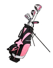 Load image into Gallery viewer, Remarkable Girls Right Handed Pink Junior Golf Club Set for Age 9 to 12 (Height 4'4" to 5') Set Includes: Driver (15"), Hybrid Wood (25, 7, 9 Iron, Putter, Bonus Stand Bag & 2 Headcovers