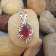 Load image into Gallery viewer, Dazzlingrock Collection 10K Pear 9X6 MM Lab Created Ruby & Round Diamond Ladies Teardrop Pendant, White Gold