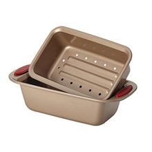 Load image into Gallery viewer, Rachael Ray 52410 Cucina Nonstick Bakeware Set with Baking Pans, Baking Sheets, Cookie Sheets, Cake Pan, Muffin Pan and Bread Pan - 10 Piece, Latte Brown with Cranberry Red Grip