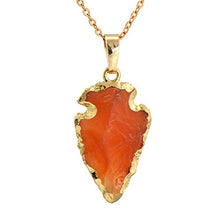 Load image into Gallery viewer, Paialco Natural Orange Agate Gemstone Rock Healing Crystal Arrow Shape Pendant Necklace