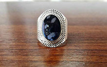 Load image into Gallery viewer, Snowflake Obsidian Silver Ring, 925 Sterling Silver, Cab Oval, Bohemian, Gypsy, Statement Ring, Natural Gemstone, Unique Gift, Woman's Jewelry, Mother's Day Gift Ring