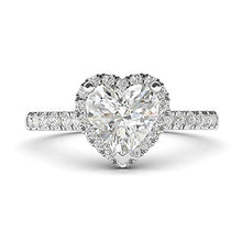 Load image into Gallery viewer, 14k White Gold Simulated Heart-shaped Diamond Halo Engagement Ring with Side Stones Promise Bridal Ring (9)