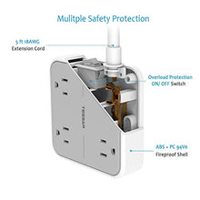 Load image into Gallery viewer, Power Strip with USB, TESSAN Mountable Flat Plug Extension Cord with 4 Widely Spaced Outlets, 3 USB Charger, 5 FT Power Cord, Compact Size Charging Station for Home, Office, Dorm Essentials, Gray