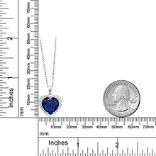 Load image into Gallery viewer, Gem Stone King 925 Sterling Silver Simulated Sapphire Pendant Necklace, 4.20 Cttw Heart Shape with 18 Inch Silver Chain (10MM Center)