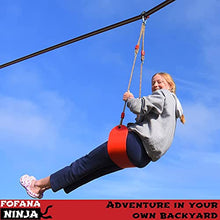 Load image into Gallery viewer, Fofana Ninja Slider Slackline Pulley Kit - 65 Ft. Slack Line Zip Ninja Course - Includes Slackline, 2X Slider Pulley, and Swing - Ninja Warrior Obstacle Course for Kids - Sports & Outdoor Play Toys