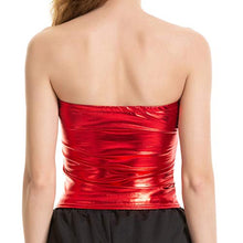 Load image into Gallery viewer, WoCoo Ladies' Nightclub Costumes Wrapped Chest And Patent Leather Solid Color Tube Tops Bottoming Shirt Performance Clothe(Red,L)
