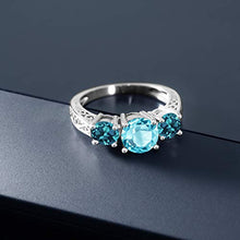 Load image into Gallery viewer, Gem Stone King 925 Sterling Silver Swiss Blue and London Blue Topaz 3-Stone Women's Ring (2.40 Cttw) (Size 7)