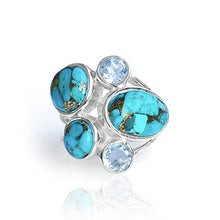 Load image into Gallery viewer, YoTreasure Blue Turquoise & Topaz 925 Sterling Silver Statement Ring Gemstone Jewelry
