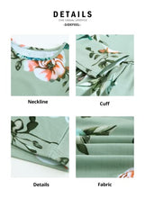 Load image into Gallery viewer, Blibea Girls Floral Dress Long Sleeve Casual Boho Ruffled Empire Waist Midi Dress with Pockets Size 8 9 Green