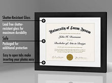 Load image into Gallery viewer, Americanflat 11x14 Black Diploma Frame | Displays 8.5x11 Diplomas with Mat or 11x14 Inch Without Mat. Shatter-Resistant Glass. Hanging Hardware Included!
