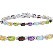 Load image into Gallery viewer, 10ct TGW Multi Gemstone Tennis Bracelet in Sterling Silver
