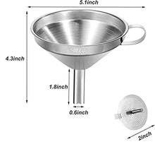 Load image into Gallery viewer, 3D Stainless Steel Funnel,Resin Filter Funnel for SLA/DLP/LCD Resin 3D Printing Liquid with Stainless Steel Strainer for Transferring Liquids