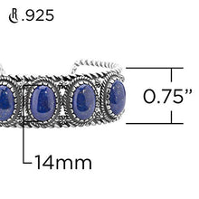 Load image into Gallery viewer, American West Sterling Silver Blue Lapis Gemstone 5-Stone Cuff Bracelet Size Medium