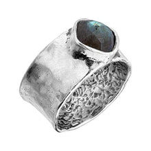 Load image into Gallery viewer, Silpada 'Eclipse' Natural Labradorite Band Ring in Sterling Silver, Size 7