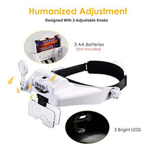 Load image into Gallery viewer, Mufuny Headband Magnifying Glasses Visor Headset with Light LED Magnifier Loupe Hands-Free for Close Work/Sewing/Crafts/Reading/Repair/Jewelry(1X to 14X)