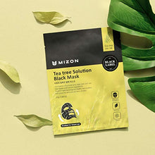 Load image into Gallery viewer, Mizon Solution Black Mask Volcanic Ash with Minerals, Far-Infrared Radiation for Detox, Deep Clean Skin, Black Mask Sheet Delivers Nutrients, Pore Care, Spa Treatment Mask Sheet Set (Tea Tree)