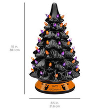 Load image into Gallery viewer, Best Choice Products Pre-Lit 15in Ceramic Tabletop Halloween Tree Holiday Decoration w/Orange & Purple Bulb Lights